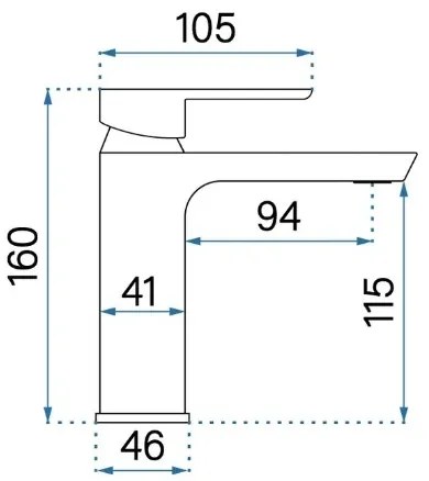 REA-B6412 - Baterie lavoar ARGUS 28,5 cm auriu periat