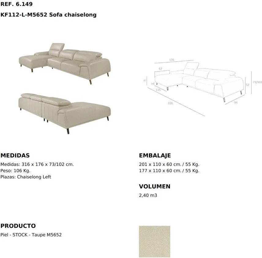 Coltar LUX cu sezlong stanga design italian Serena