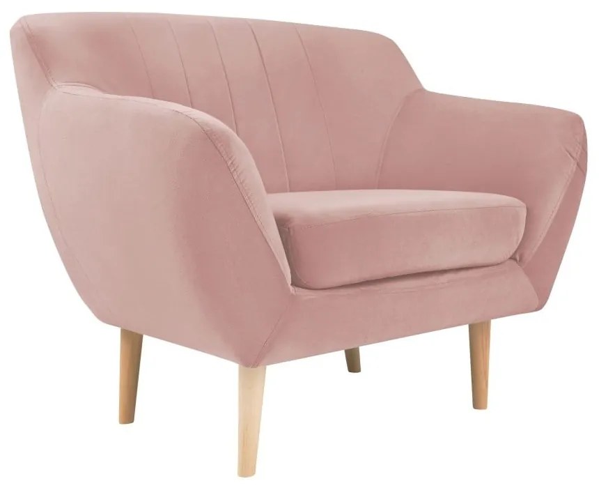 Fotoliu cu tapițerie din catifea Mazzini Sofas Sardaigne, roz deschis