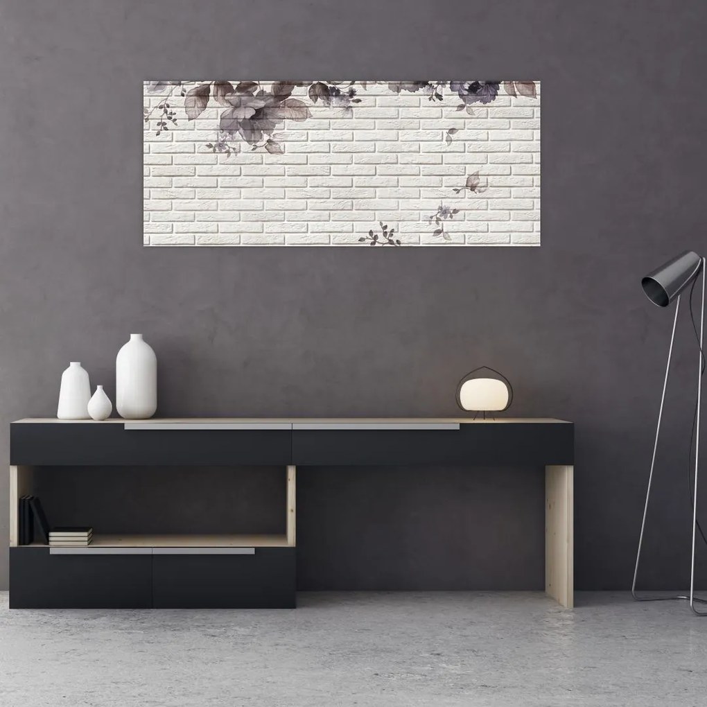Tablou cu perete și buchet (120x50 cm)