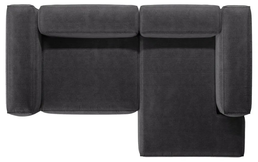 Colțar gri închis cu tapițerie din catifea reiată (cu colț pe partea dreaptă/cu șezlong) Bergamo – Cosmopolitan Design