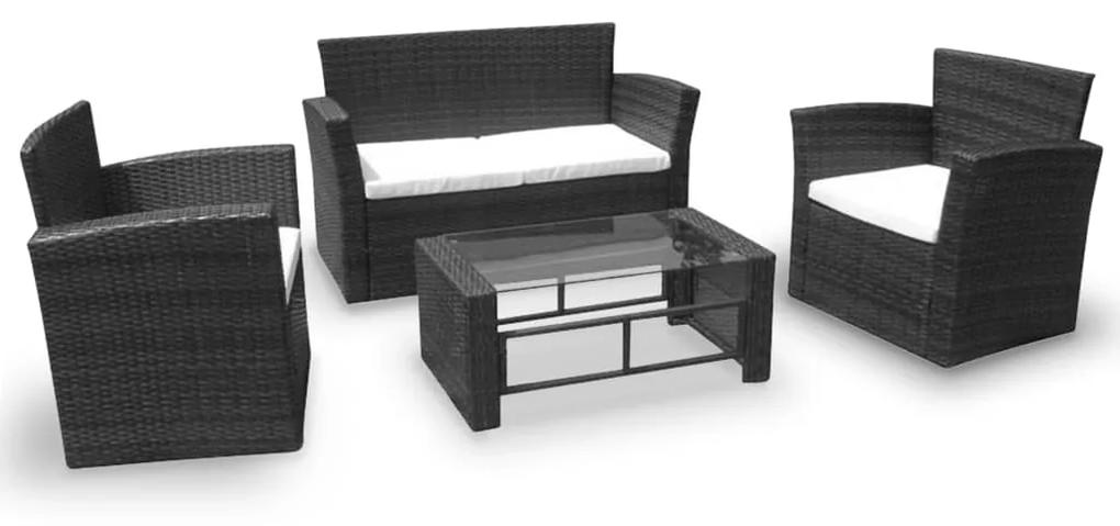 40474 vidaXL Set mobilier de grădină din poliratan negru