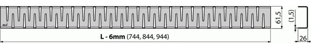 Grilaj pentru jgheab de dus liniar 75 cm, otel inoxidabil lucios 750 mm