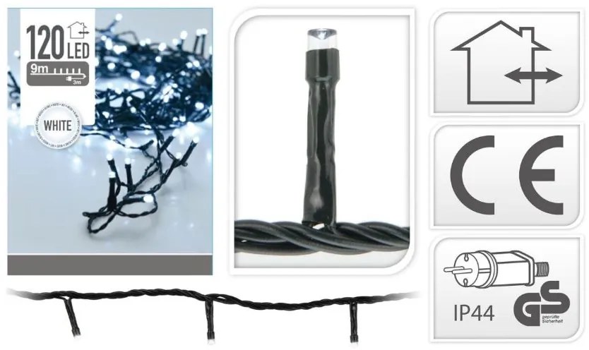 Instalație luminoasă de Crăciun 9m - 120 LED alb rece interior/ exterior