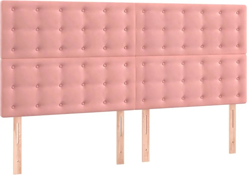 vidaXL Tăblie de pat roz 180x5x118/128 cm catifea