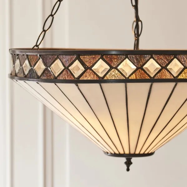 Endon 111871 - Candelabru suspendat cu lanț Tiffany FARGO, 3x E27/10W/230V, diam. 50 cm