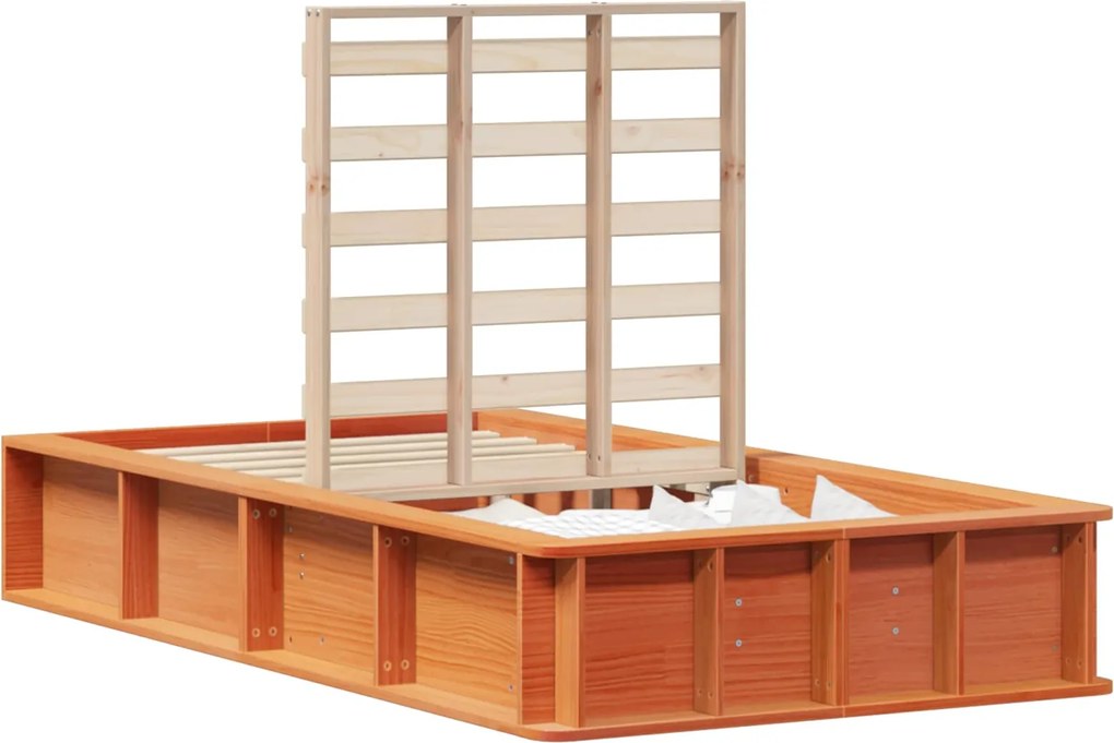 vidaXL Cadru de pat Maroniu cerat 90 x 190 cm Lemn de pin masiv