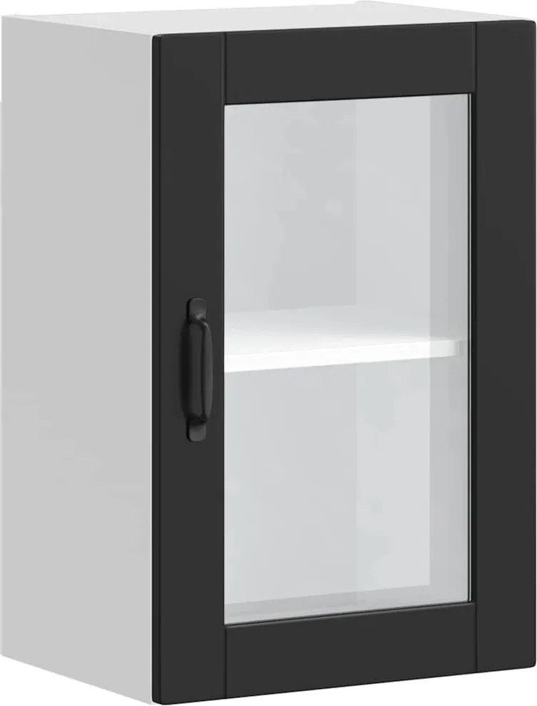 vidaXL Dulap de bucătărie cu ușă din sticlă „Porto” negru