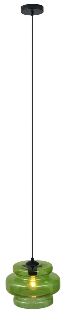 Lampă suspendată retro neagră cu sticlă verde - Denise
