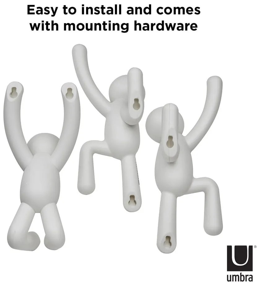 Cârlige 3 buc. de montat pe perete din plastic Buddy – Umbra