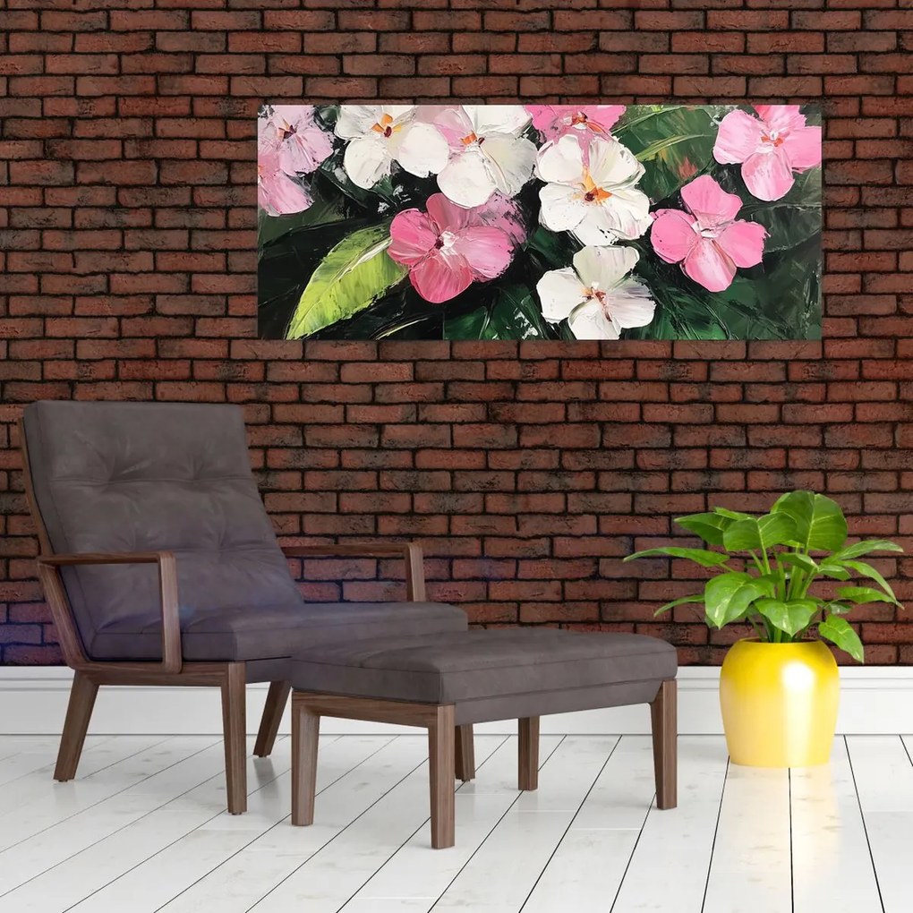 Tablou - Flori roz și albe (120x50 cm)