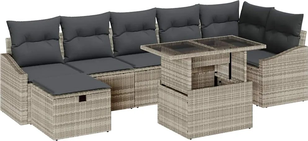 vidaXL Set de canapele pentru grădină 8 pcs Gri deschis Rattan poli