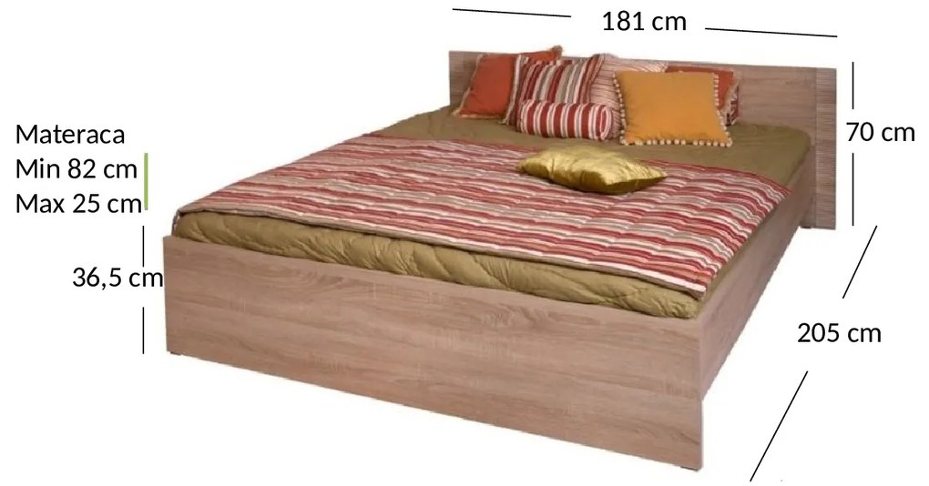Pat matrimonial 160 cm Gwenn (Stejar sonoma) (fără saltea și somieră). 1052935