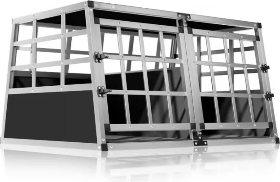 Cușcă de transport pentru câini BRUNO, 89x70x51cm, argintiu/negru Cadoca