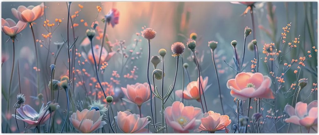 Tablou - Flori în culori pastelate (120x50 cm)