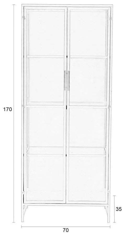 Vitrină neagră din metal 70x170x35 cm Rob – White Label