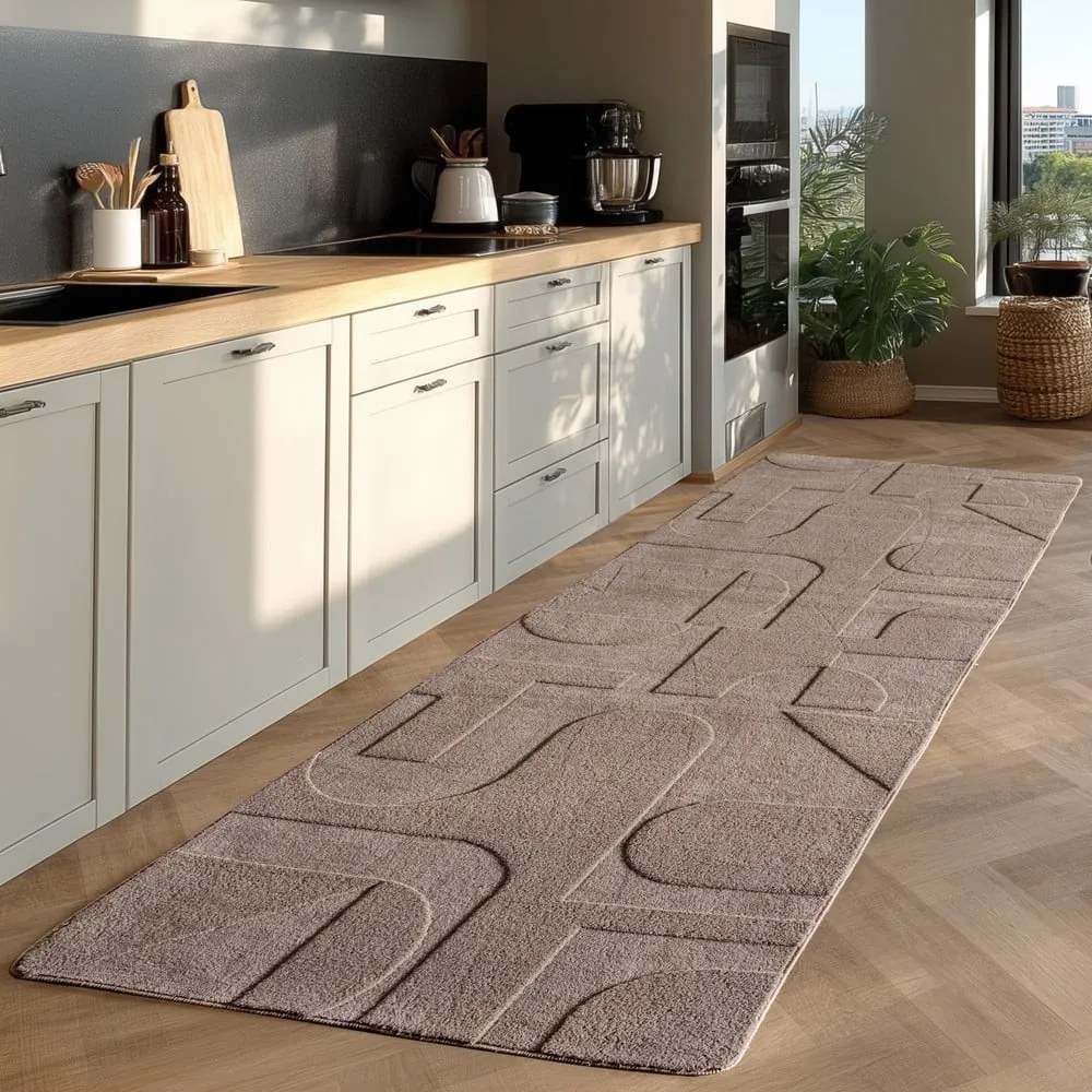Covor tip traversă bej lavabil 80x250 cm Pompei 1614 – Ayyildiz Carpets