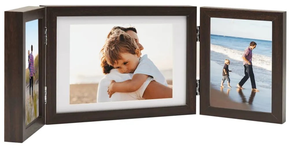 vidaXL Ramă foto triplă, colaj, maro închis, 28x18 cm+2x(13x18 cm)