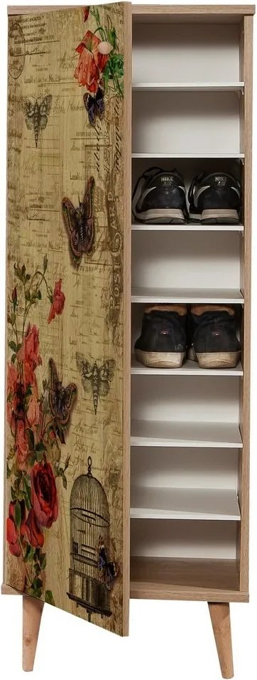 Dulap pentru pantofi Mega Sonoma Oak Roses