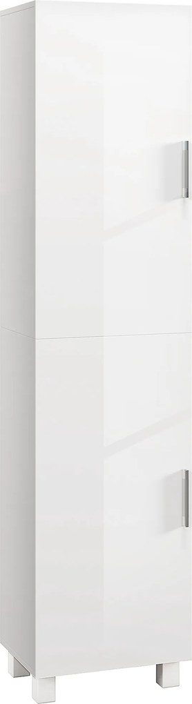 HOMCOM Dulap Baie Modern, Dulap Înalt de Baie cu Două Uși și Rafturi Reglabile din Lemn, 40x30x167,5 cm, Alb Lucios | Aosom Romania