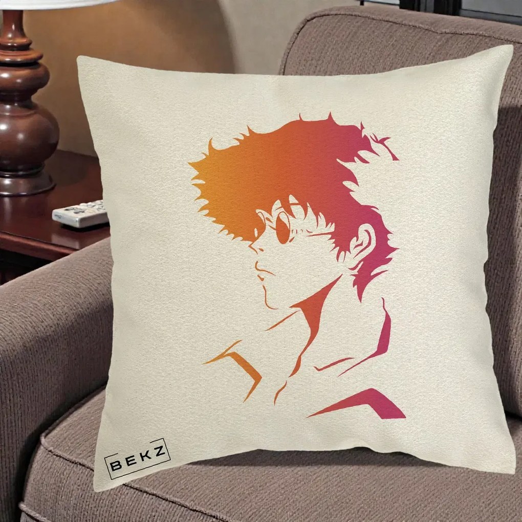 Perna Decorativa Cowboy Bebop Spike Silueta Gradient, 40x40 cm, Ecru, Husa Detasabila, Perna Inclusa, BEKZ®