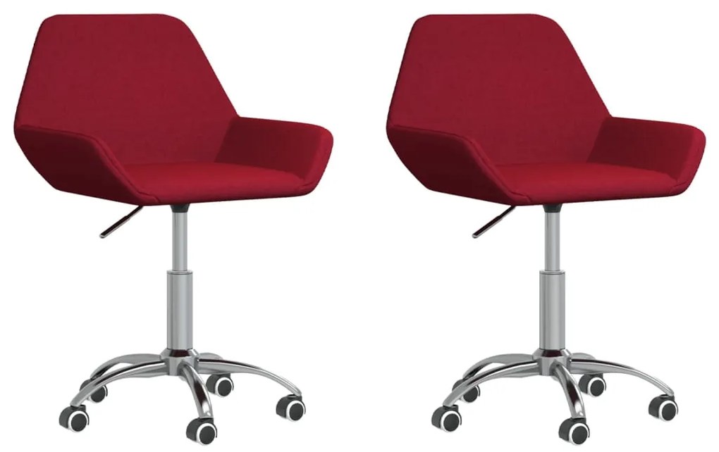3084926 vidaXL Scaune de bucătărie pivotante, 2 buc., roșu vin, textil