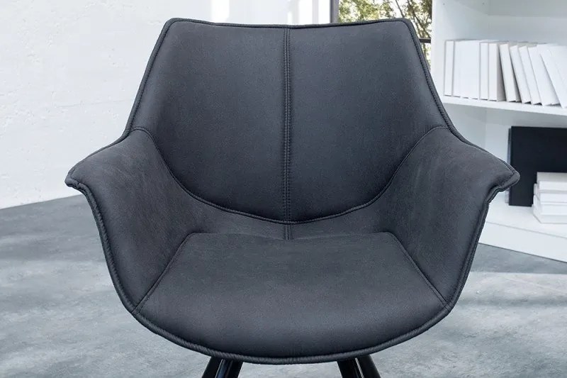 Set de 2 scaune pivotante The Dutch Retro, microfibra gri antic