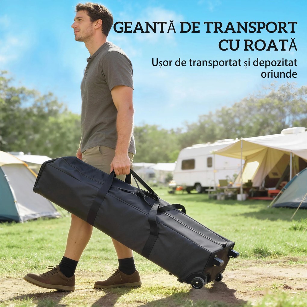 Outsunny Pavilion 3x3 m impermeabil reglabil pe înălțime pop-up pliant cu 3 pereți laterali ferestre ventilație, UV 50+ Gri deschis | Aosom Romania
