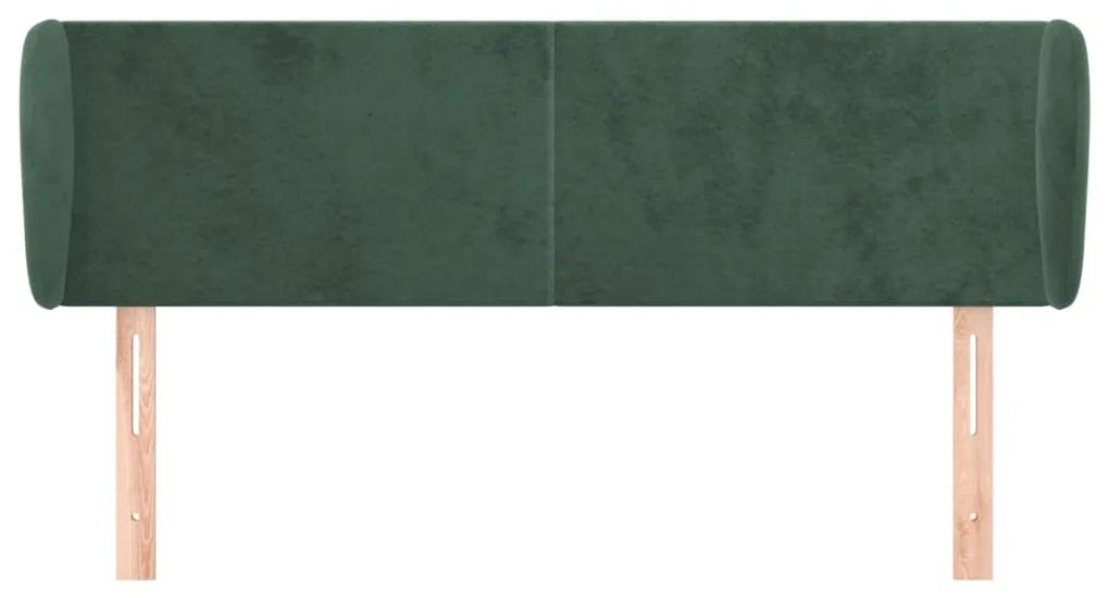 Tablie de pat cu aripioare verde inchis 147x23x78 88 cm catifea 1, Verde inchis, 147 x 23 x 78 88 cm
