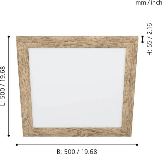 Eglo 99435 - Plafonieră LED PIGLIONASSO LED/20W/230V 500x500 mm