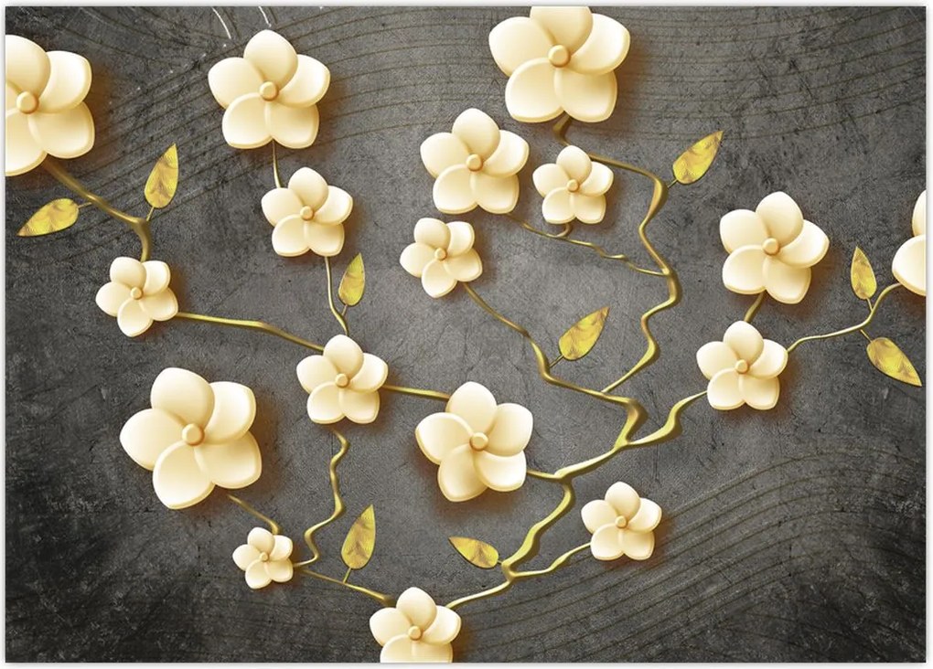 Tablou - Arbust auriu pe fundal negru (70x50 cm)