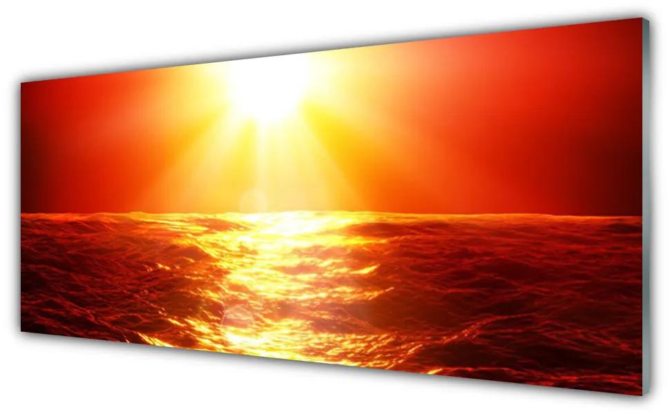Tablou pe sticla Sun Sea Peisaj Galben Portocaliu