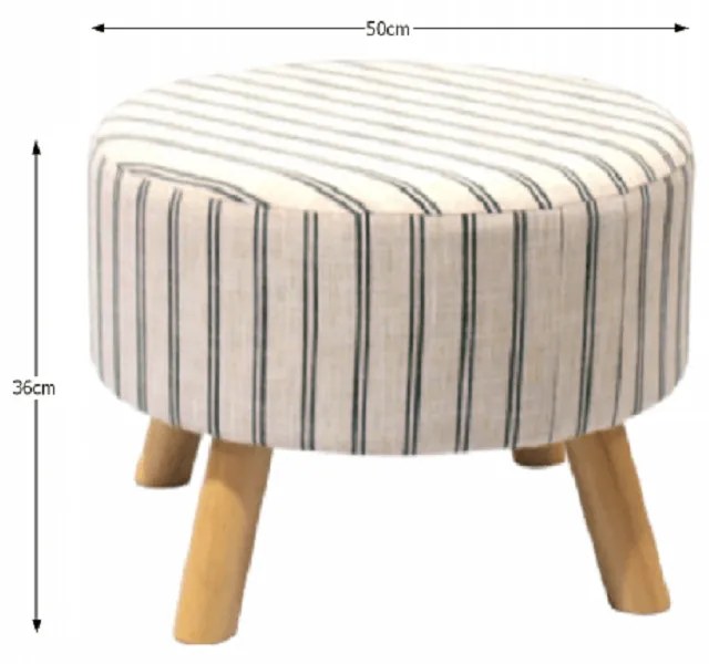 Taburet, material bej cu imprimeu/lemn, RONDA