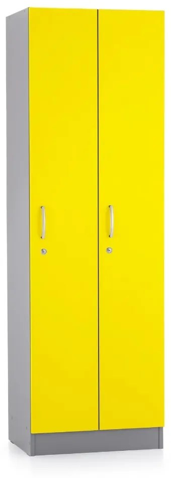Dulap din lemn Visio LUX - 2 compartimente, 60 x 42 x 190 cm, galben