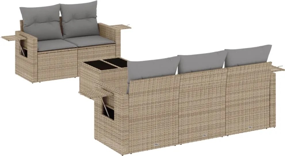vidaXL Set canapele de grădină cu perne, 6 piese, bej, poliratan