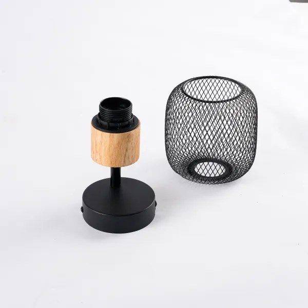Brilagi - Aplică spot de perete BASKLITE 1xE27/15W/230V lemn de cauciuc/negru
