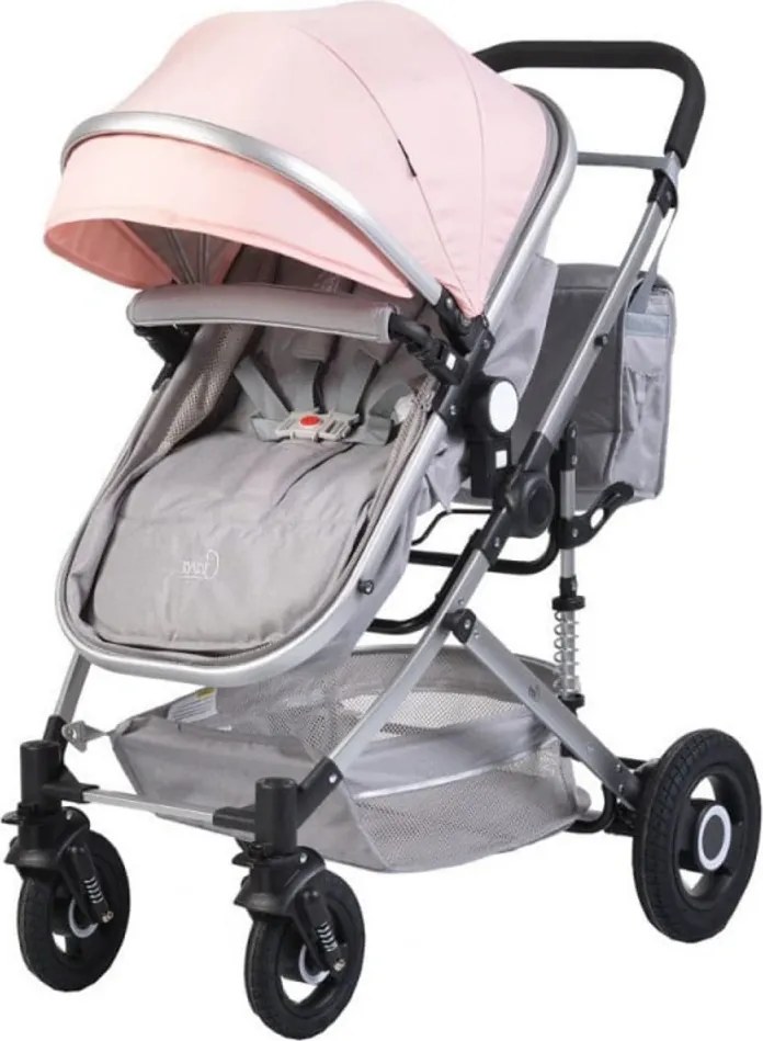 Carucior nou nascuti 2 in 1 NOVOKIDS™ Ciarra Silver PRO , Cu geanta bebe, Cadru Aluminiu , Amortizoare, Roti din cauciuc plin AVE, Landou, Modul