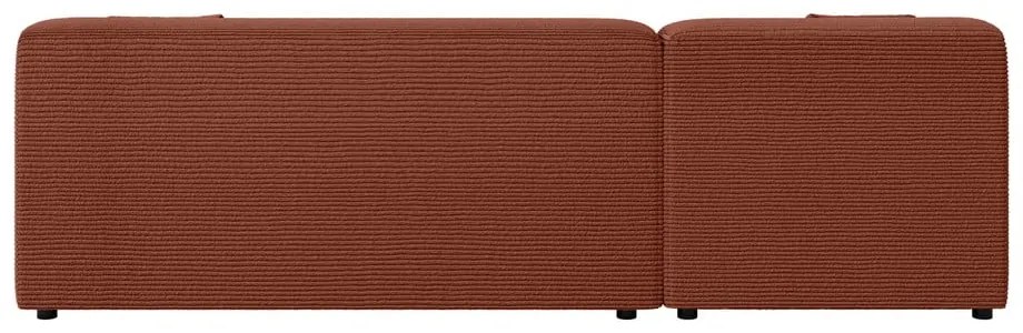 Colțar cărămiziu cu tapițerie din catifea reiată (cu colț pe partea stângă, cu șezlong) Martin – Ropez