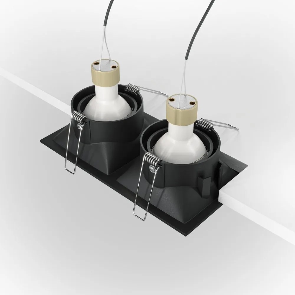 Corp incastrabil cu 2 spoturi directionabile design tehnic Dot negru