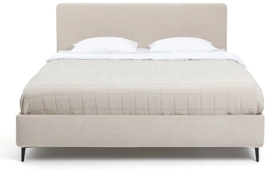 Pat matrimonial bej tapițat cu somieră 180x200 cm Noira Slim – Bonami Selection
