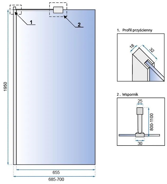 Panou de dus Rea Aero N 70 Transparent