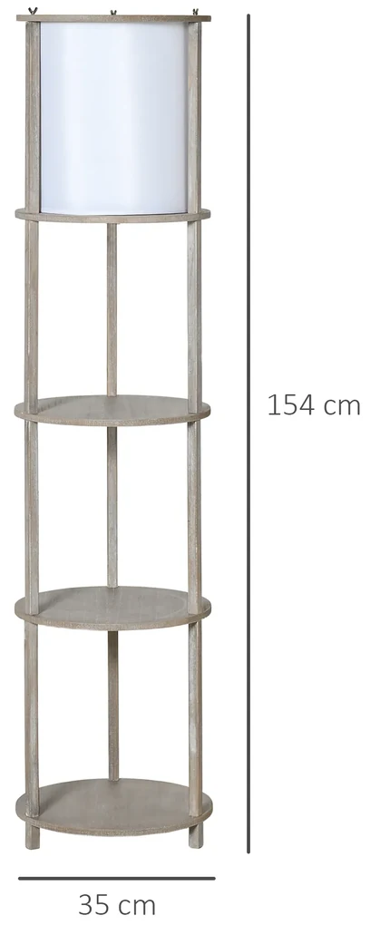 Lampa de podea cu rafturi, lampa de lectura moderna cu comutator de picior, baza E27 HOMCOM | Aosom RO