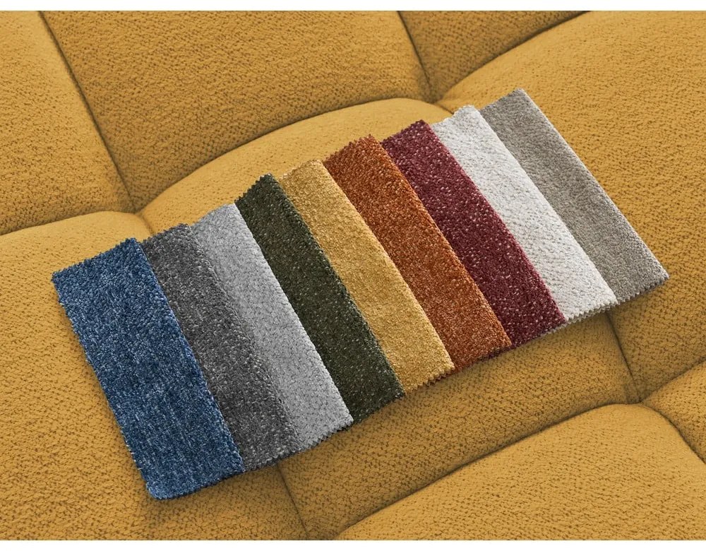 Colțar galben muștar extensibil/cu spațiu de depozitare cu tapițerie din chenille (cu colț pe partea dreaptă/cu șezlong) Everest – Bobochic Paris