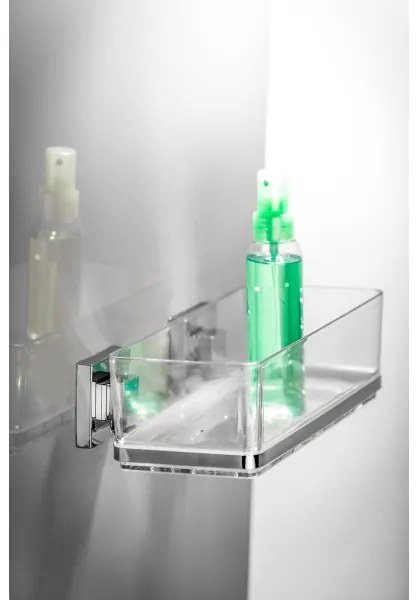 WENKO 22692100 - Poliță VACUUM-LOC QUADRO ED, 25,5 x 14 cm, argintiu/transparent