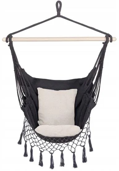 Hamac tip scaun, cu 2 perne, gri si crem, max 150 kg, 130x100 cm, Springos