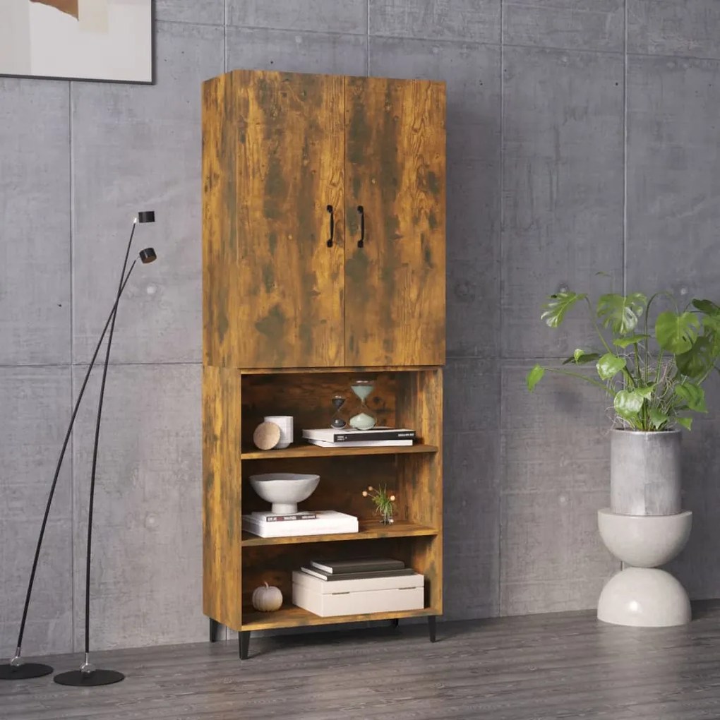 3114809 vidaXL Dulap înalt, stejar fumuriu, 69,5x32,5x180 cm, lemn compozit