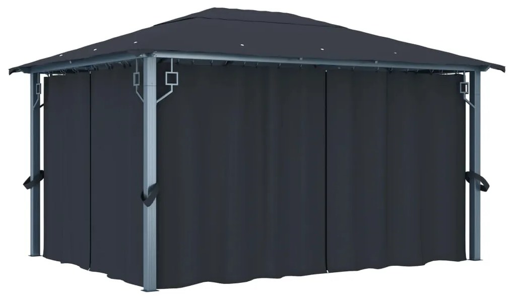 vidaXL Pavilion cu perdele, antracit, 400 x 300 cm, aluminiu