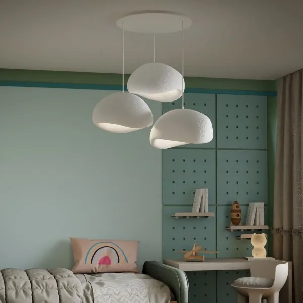 Brilagi - Lustră suspendată WABI SABI pe cablu, 3×E27 (max. 40W), 230V, Ø 60 cm, alb