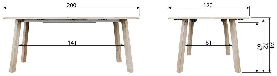 Masă dining extensibilă WOOOD Lange, ⌀ 120 cm