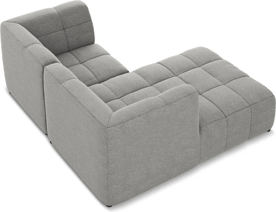 Colțar gri cu tapițerie din țesătură bouclé (cu colț pe partea stângă/cu șezlong) Aloha – Makamii